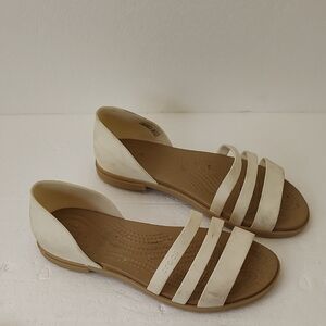 CROCS Women's Cream Strappy Sandals Size 6